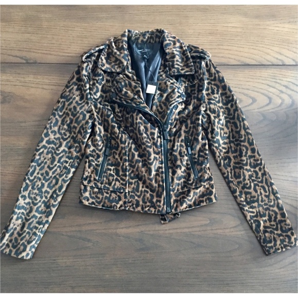 ROMEO & JULIET COUTURE Leopard Print Moto Jacket - Picture 1 of 4